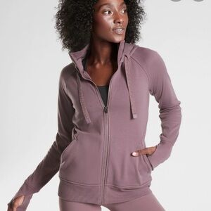 Athleta Purple Triumph Zip Up Hooded Sweatshirt Size Medium